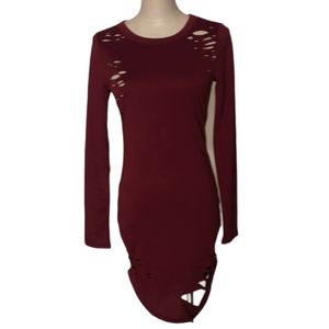 Pink Licious Distressed Burgundy NWOT Dress